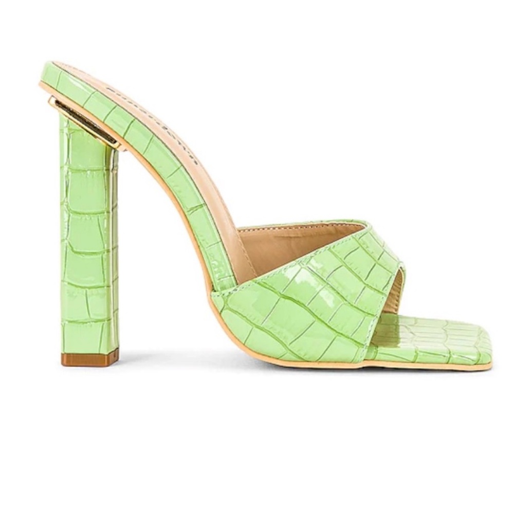 superdown Lime Green Croc-Embossed High Heel Slide